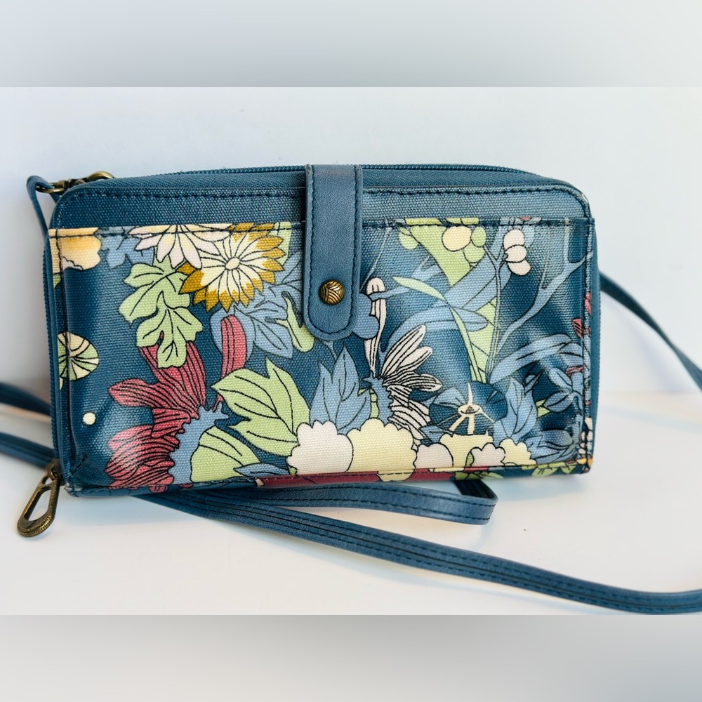 Sakroots Floral Blue Crossbody Bag Wallet